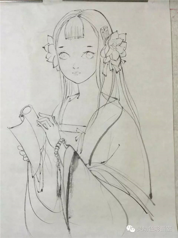 线描美女